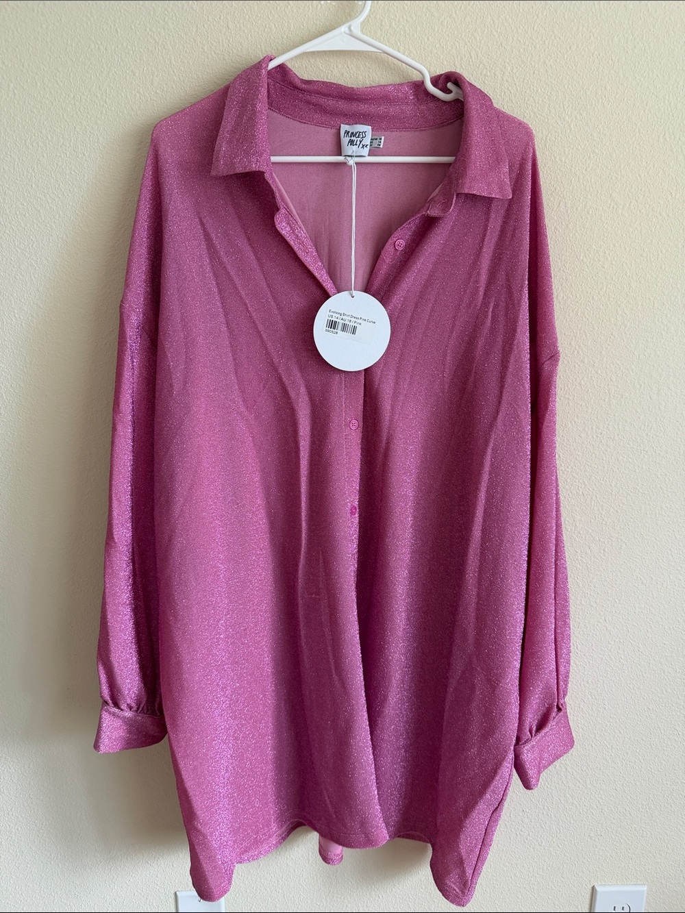 Princess Polly Sparkly Pink Button Down Mini Dress